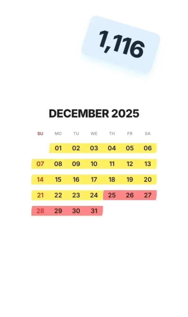 Dezember-Kalender des 30-Tage-Selbstversuchs