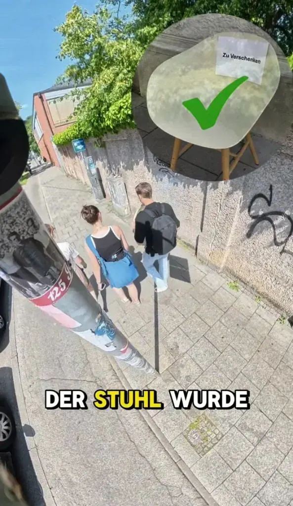 Der Stuhl wird nach einer Stunde mitgenommen